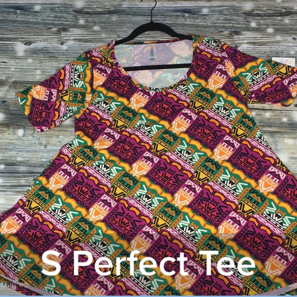 NWT Lularoe S Perfect Tee Shirt Tiki Aztec Tribal